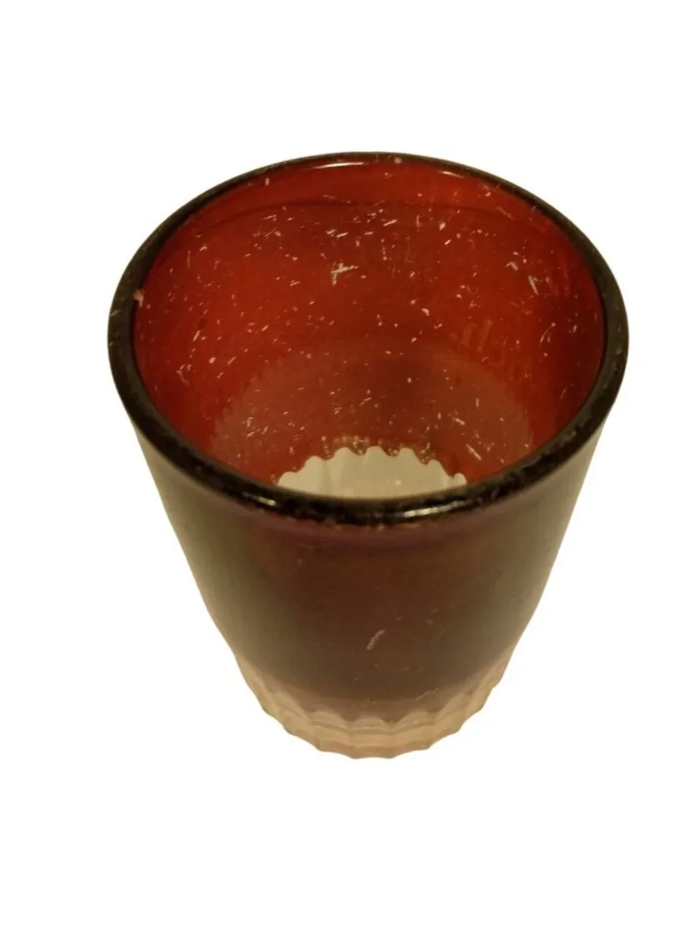 Souvenir Shot Glass North Branch Michigan Vintage Red Glass Cut Glass Bottom